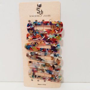 Sincerely Jules hair Barettes Multi Color Floral 6Pc Set New